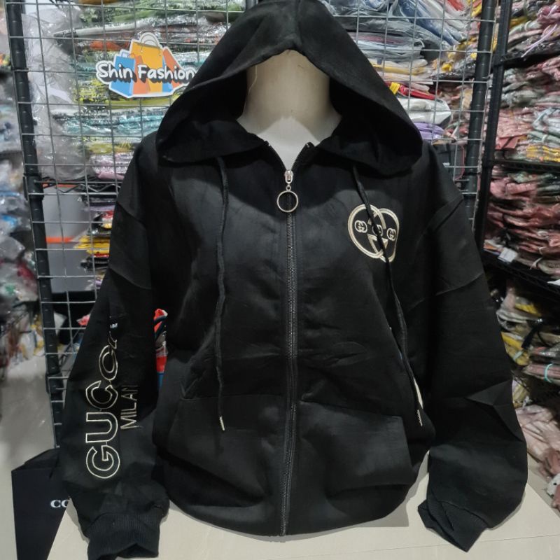 Jaket Suede Import Wanita Fashion XL Besar-Gcmilan Hitam