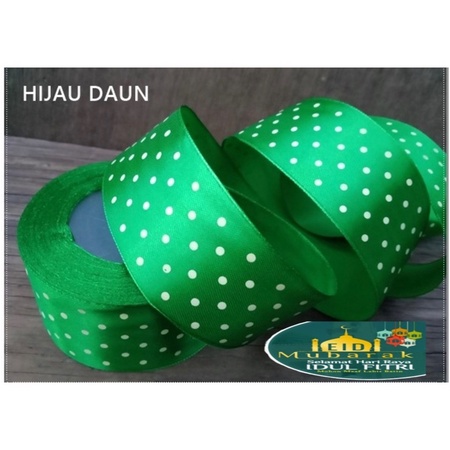 ( Rol 20 Yard ) SATEN POLKADOT RIBBON - PITA SATIN ONDE 1.5 IN 4 CM / 1 IN 2.5 CM HIASAN PARSEL KADO LEBARAN SELAMAT IDUL