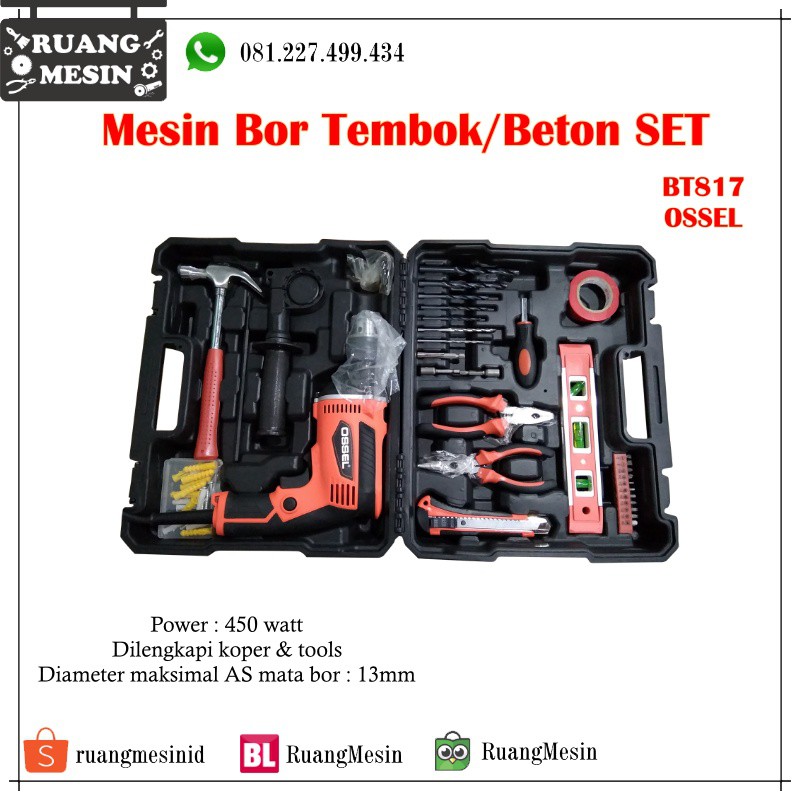 Mesin Bor Beton BT817 Bor Koper BT817 Bor Listrik SET 13mm BT817 OSSEL