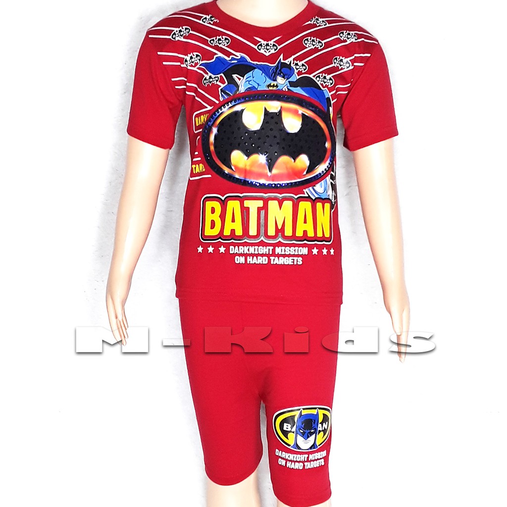 MKids88 - Baju Setelan Anak Laki-Laki Mata Nyala Lampu LED Superhero Karakter BATMAN