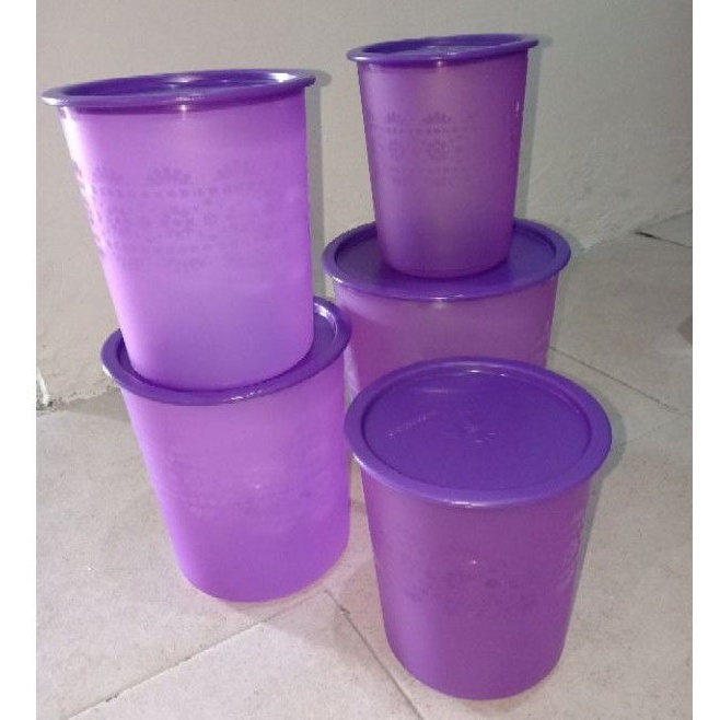 toples ungu mosaic canister tuperware set ( 5 pc)