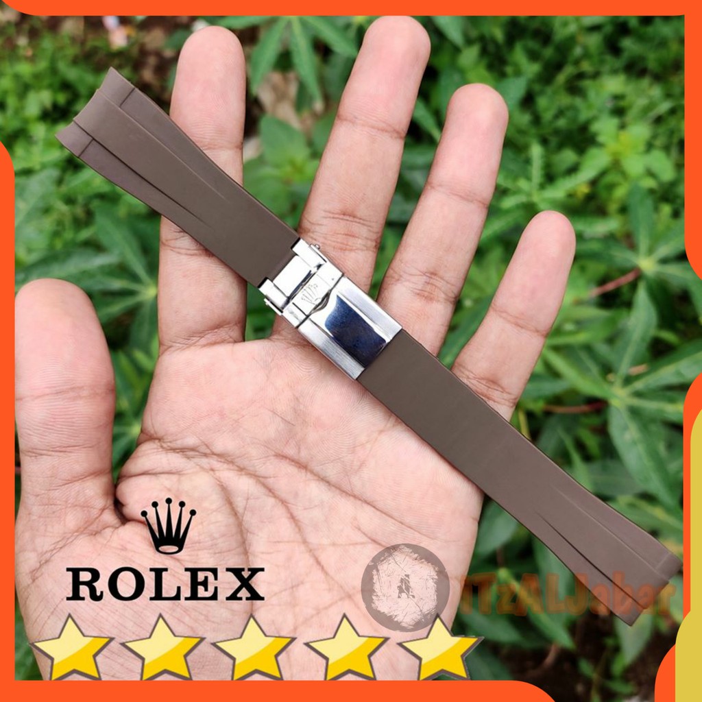 Tali jam tangan Rolex rubber strap 20mm full set Tali jam Rolex 20 mm - Coklat