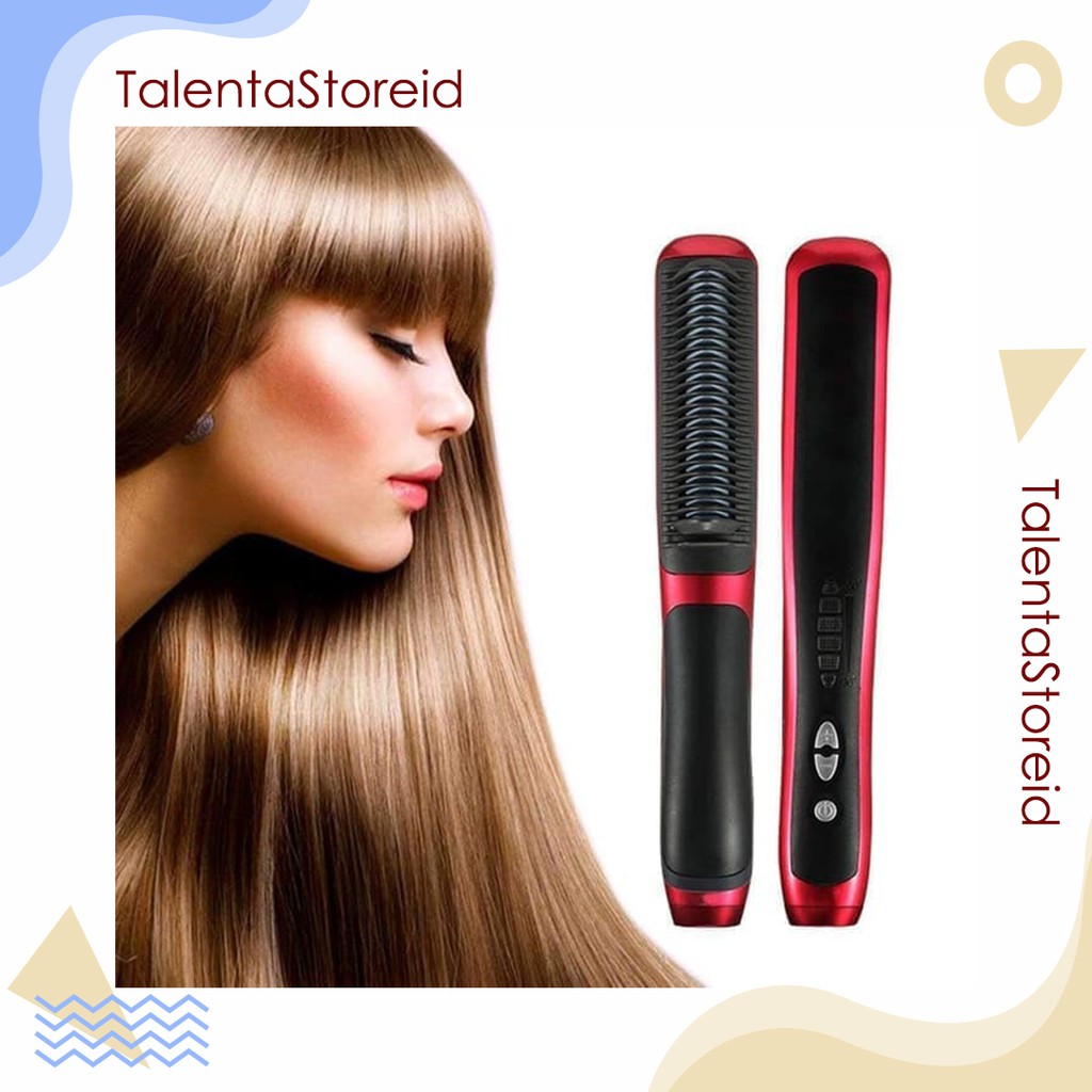 Catok 2in1 Fast Hair Straightener &amp; Curly Catok Sisir Pelurus dan Keriting Rambut dengan Temperatur Suhu