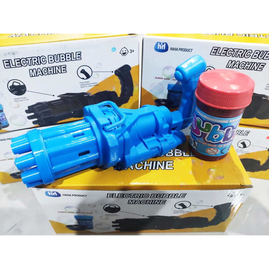 MAINAN ANAK BUBBLE CAMERA KAMERA GELEMBUNG SABUN KARAKTER SPIDERMAN HELLO KITTY DORAEMON TIGER-Gun Bubble BIRU