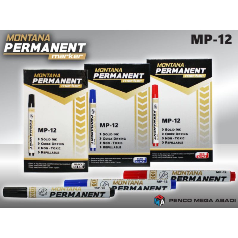 

spidol permanen montana (MP 12) Hitam