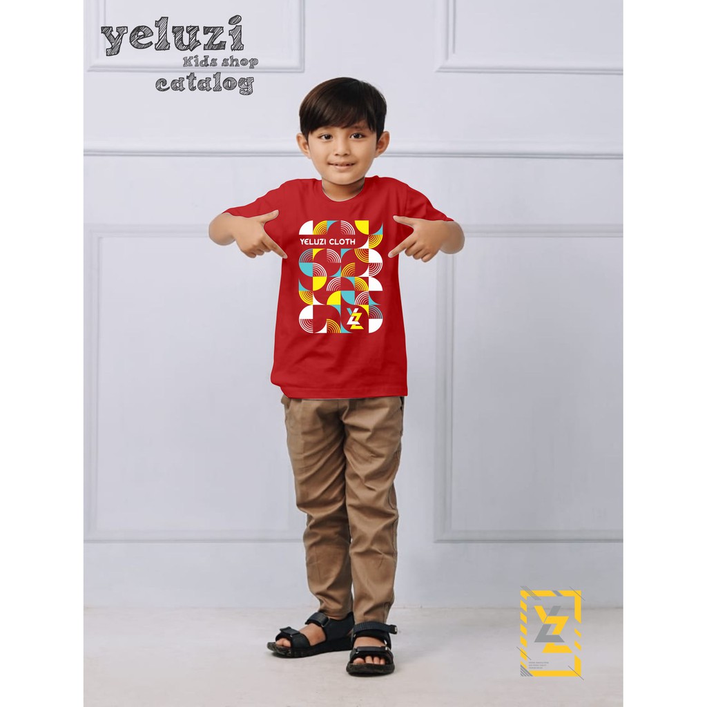 Kaos Baju anak distro oblong merah yeluzi