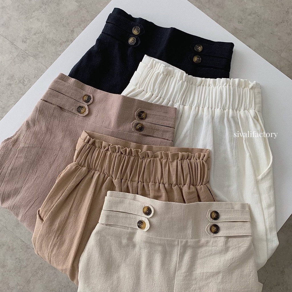 Kulot Linen M L XL Import Highwaist 2238 - Kulot Linen Highwaist SEOUL Kulot Linen Laura Slim - Cela