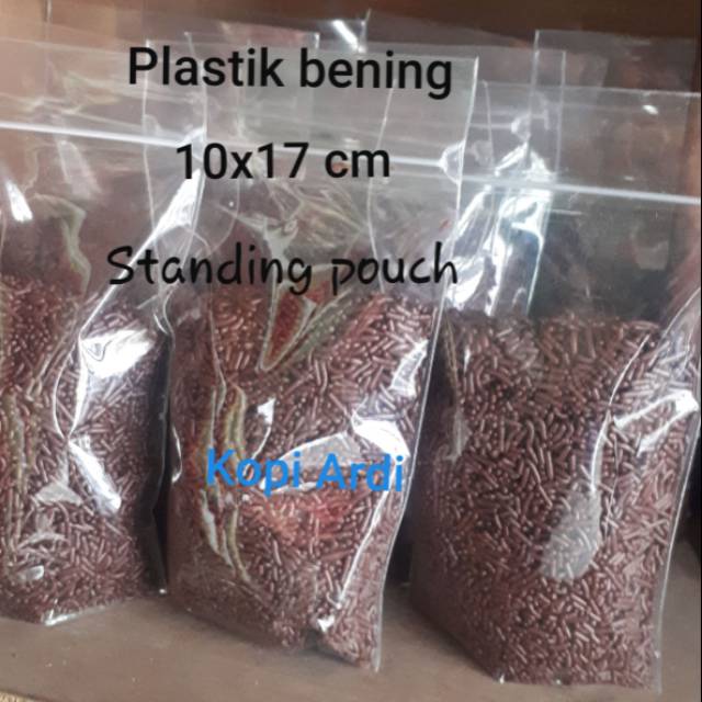 Kemasan Standing pouch Plastik bening murah seal lebar 1 pack 50 pcs