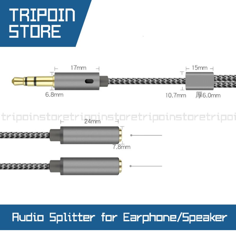 Universal 3.5mm Jack Audio Splitter to 2 Female