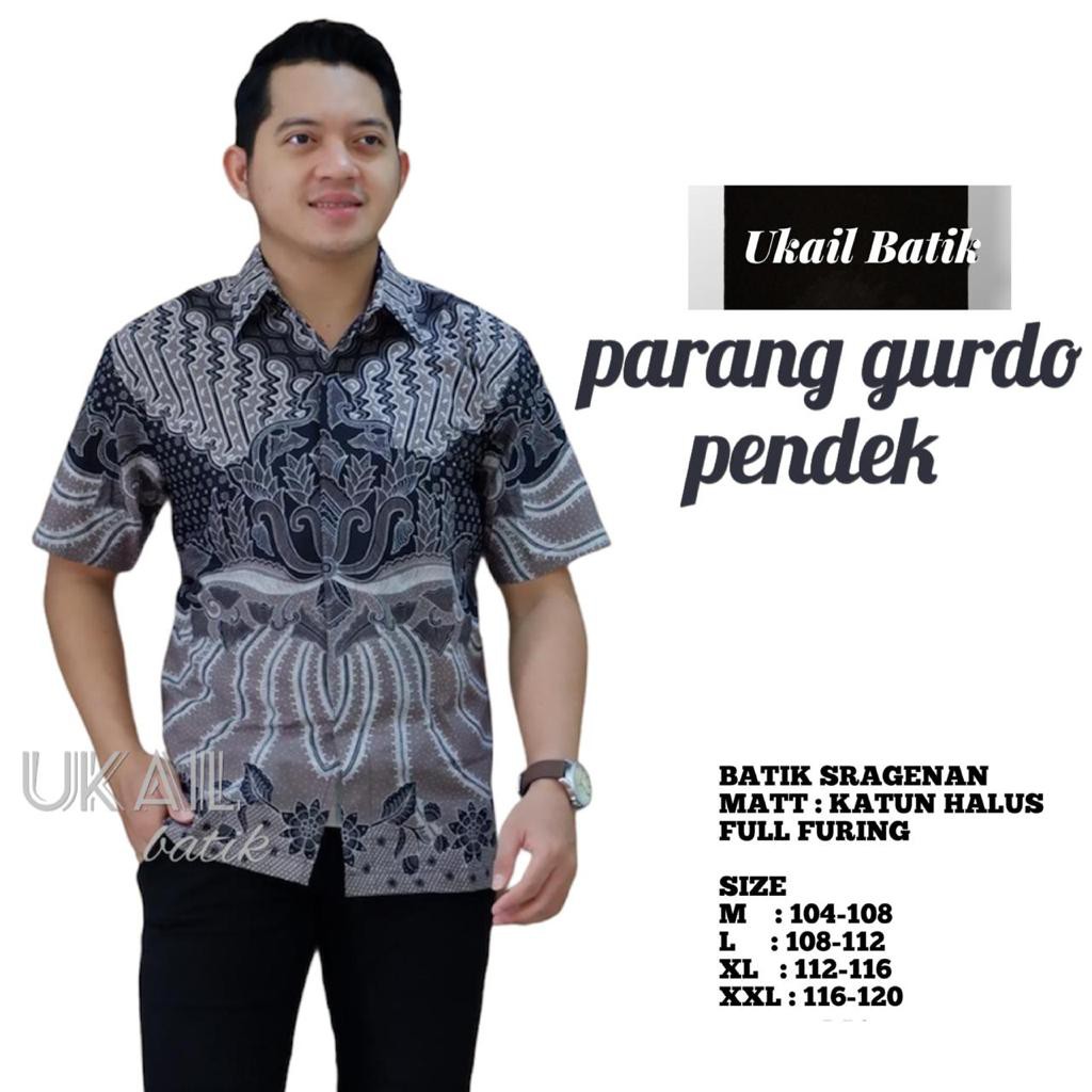 PARANG GURDO Kemeja Batik Pria PREMIUM Baju Seragam Kantor Lengan Pendek Motif FULL FURING UKAIL