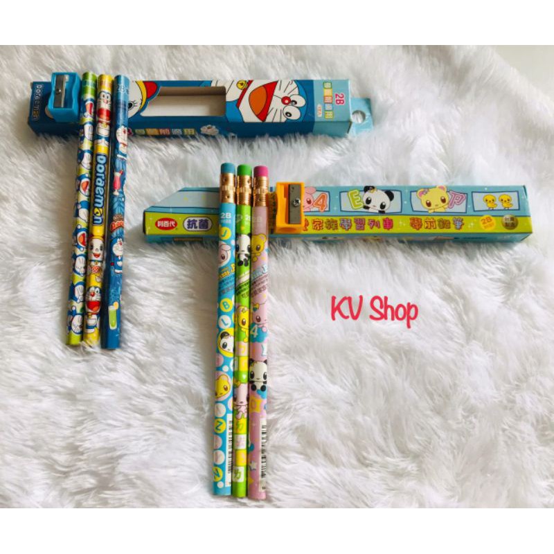 

Pensil Set isi 3pcs free Rautan Motif Doraemon & Panda