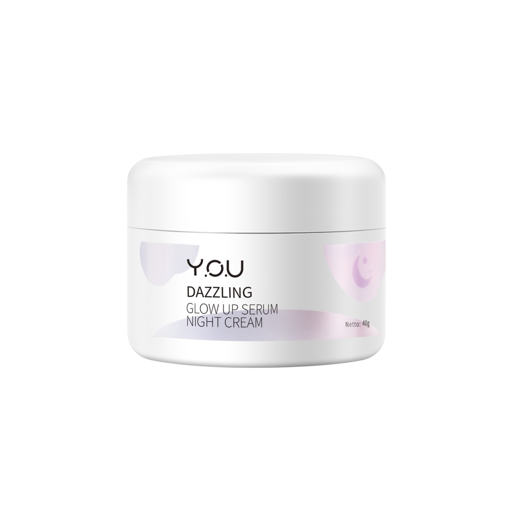 YOU Y.O.U Dazzling Glow up Serum Night Cream 40 Gr Menutrisi Kulit sepanjang malam
