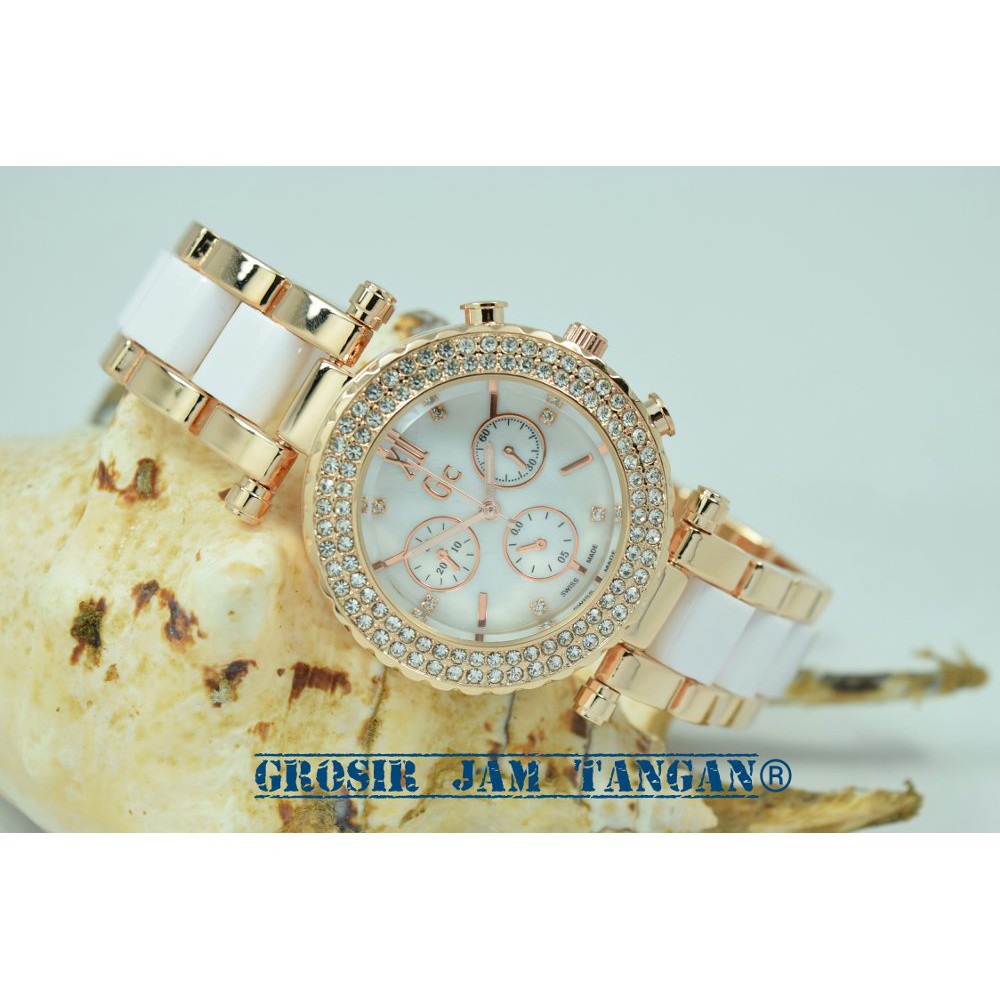 JAM TANGAN WANITA GC GUESS COLLECTION KOMBINASI KERAMIK NIKITA WILLY MEWAH ELEGAN GROSIR JAM TANGA