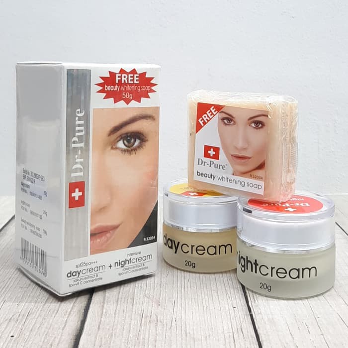 Dr Pure Paket ( Day cream + Night cream + Free Whitening Soap )