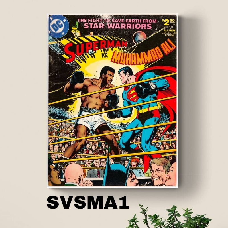 Poster "Superman VS Muhammad Ali" Hiasan Dinding Aesthetic Wall Decor