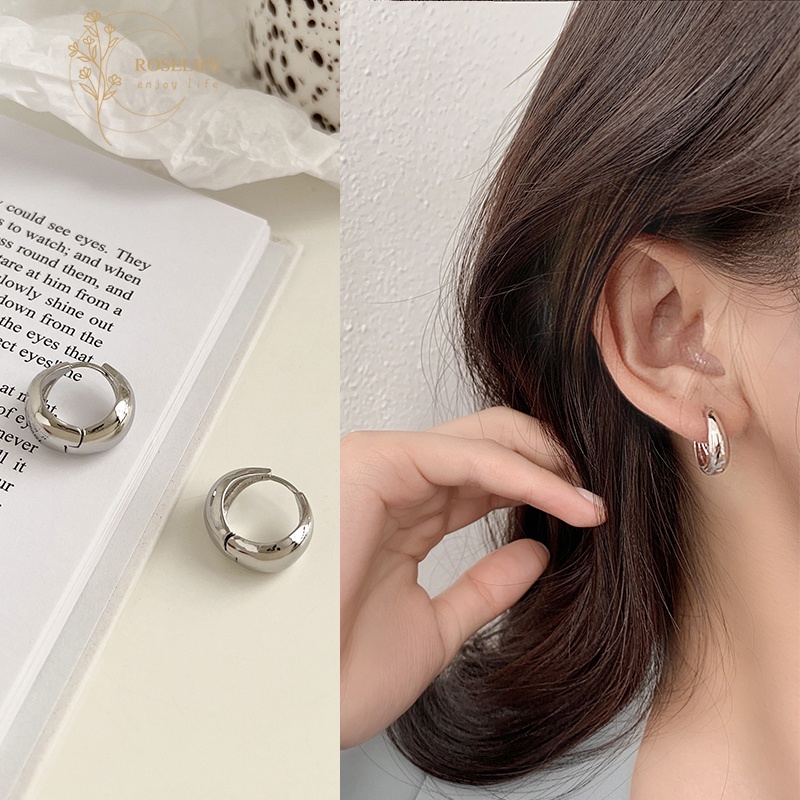 Roselife 1 Pasang Anting Gantung Sterling Silver 925 Model Tetesan Air Besar Untuk Wanita