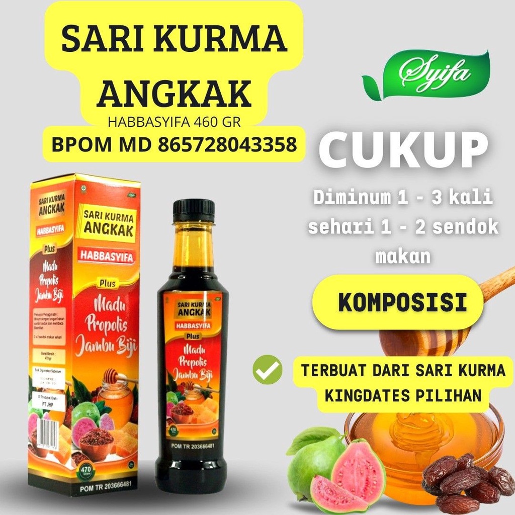 Jual Sari Kurma Angkak Habbasyifa Isi 470gr Original Sari Kurma Angkak Plus Jambu Biji 