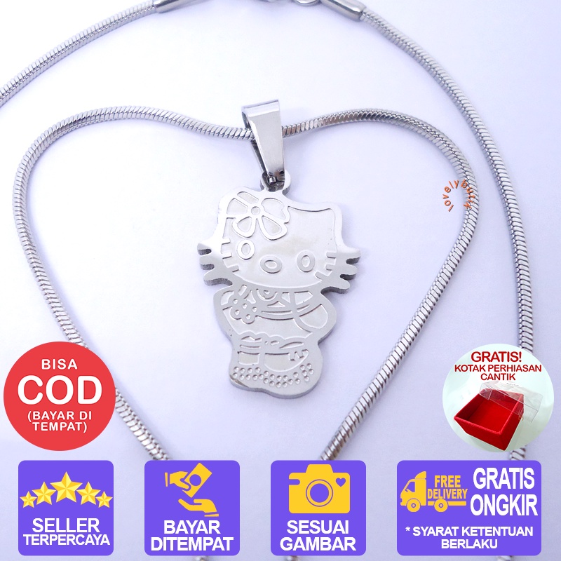 Lovelybutik - Kalung Titanium Anak Anti Karat Kalung Anak Shoes Warna Emas Silver BONUS KOTAK PERHIASAN