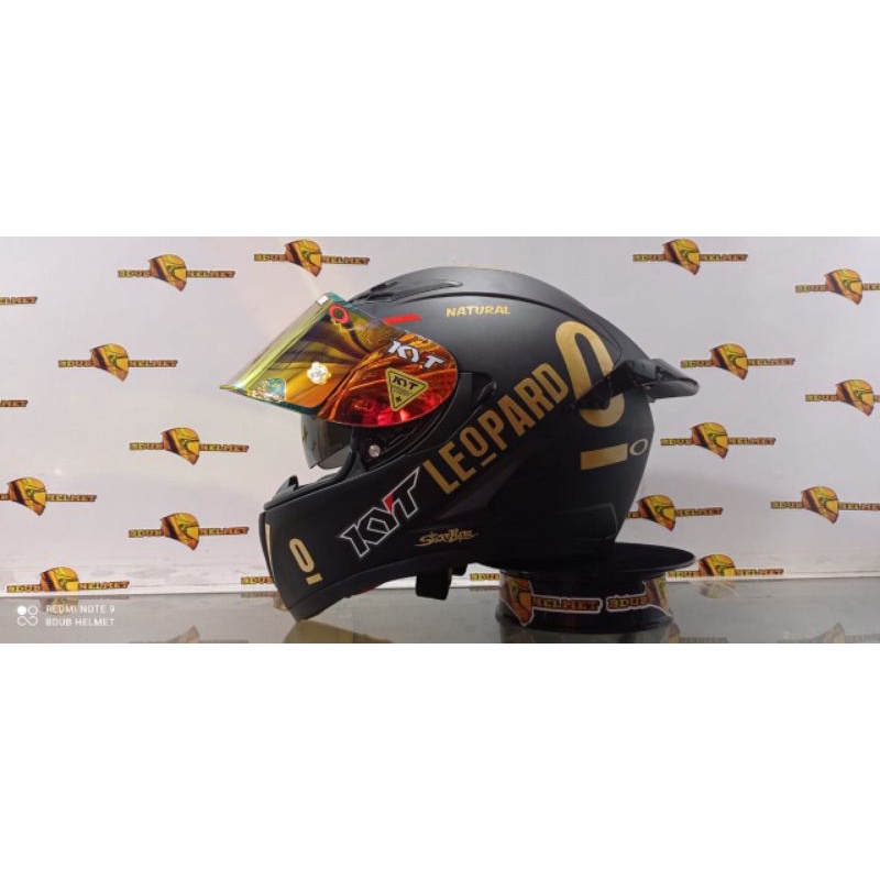 Helm kyt falcon black doff paket ganteng costum Red BuLL-4