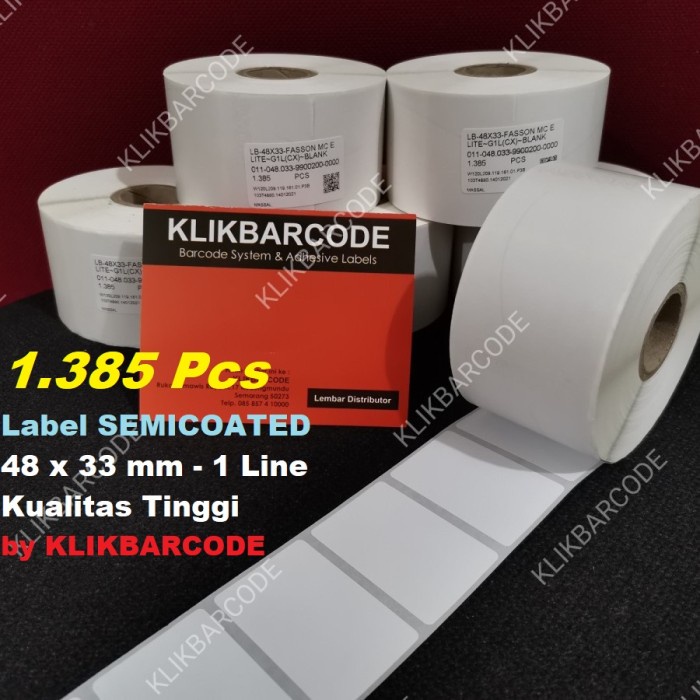 

BARCODE LABEL 48 X 33 1LINE GAP SEMICOATED CORE 1" (ISI 1.385 PCS)