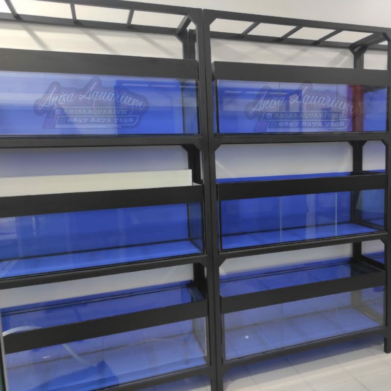 AQUARIUM KACA 150X50X60 POLLOSAN FULL 10MM FULL LEM HITAM FULL SABUK ATAS