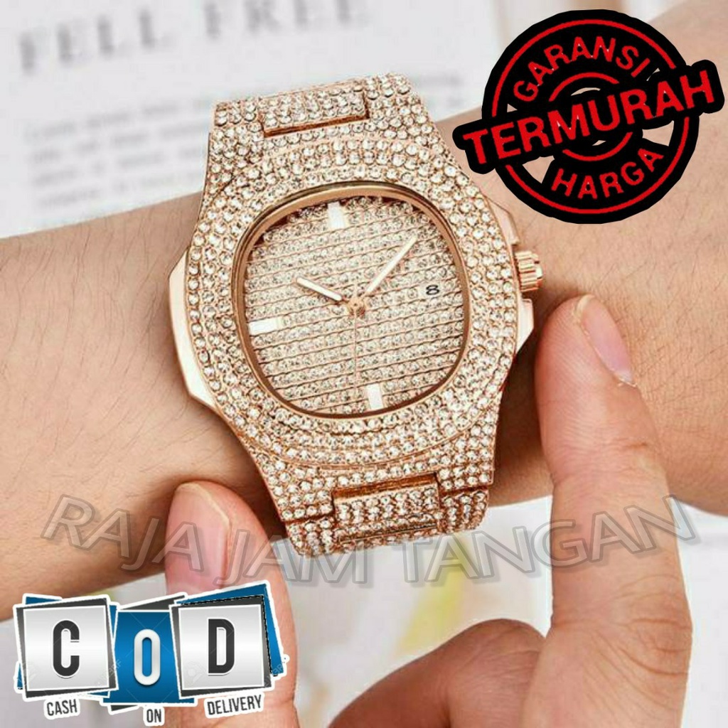 JAM TANGAN ANALOG DIAMOND MEWAH STAINLESS TANGGAL AKTIF RJT99