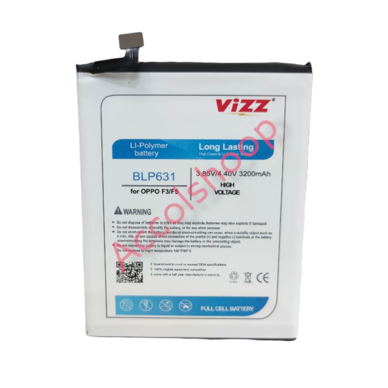 Baterai Batre Vizz BLP631 / F3 / F5 / A77 / F5 Plus ORIGINAL Vizz