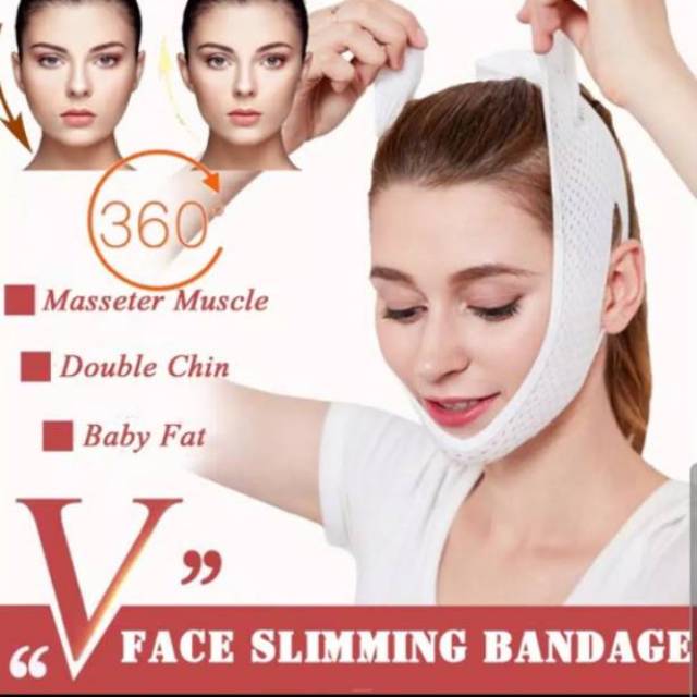 3 DIMENSI  V SHAPE FACE LIFT SLIMMING BELT SABUK PENIRUS PIPI WAJAH PENGHILANG DOUBLE CHIN  (PUTIH)