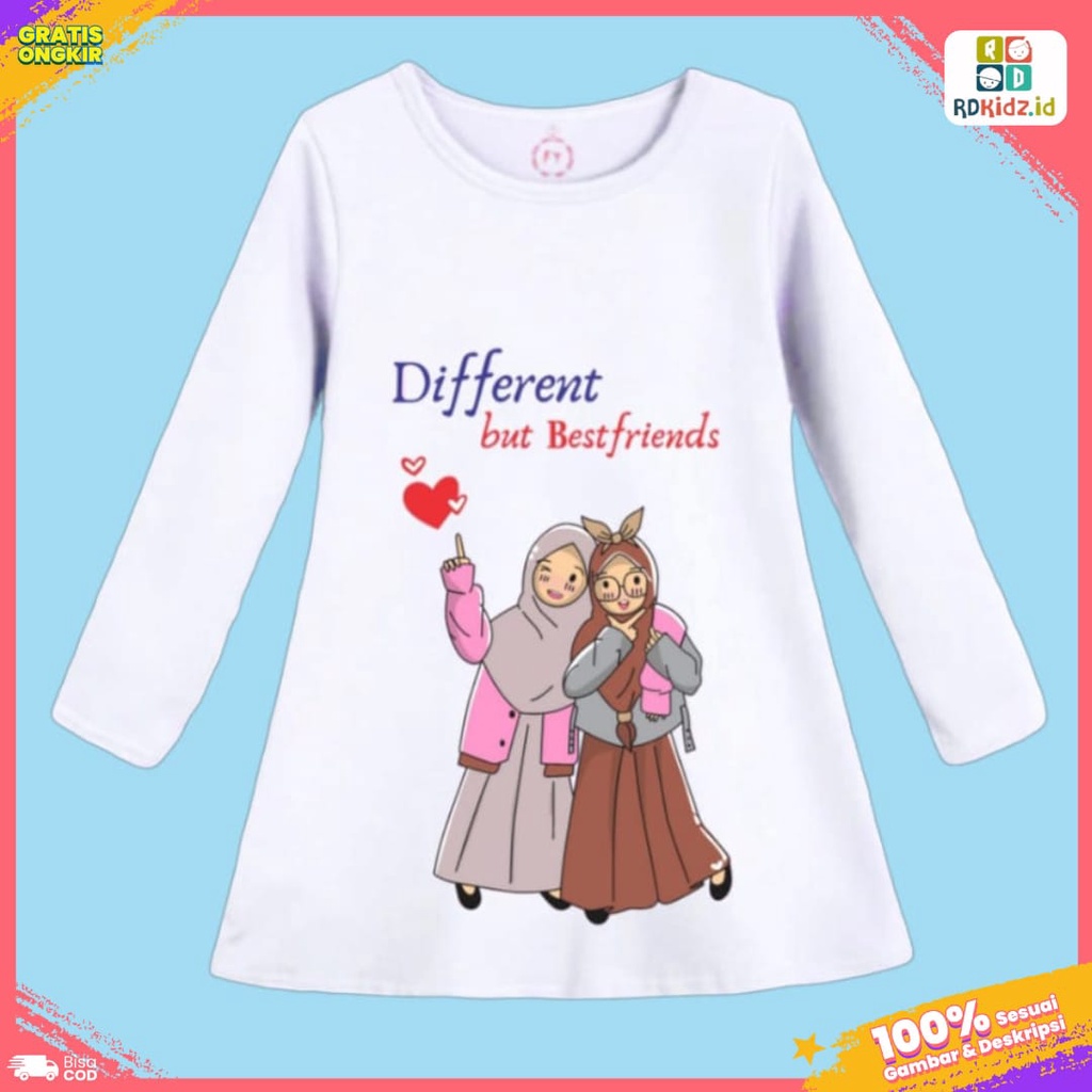 Rdkidzid Tunik Anak Perempuan Dress Anak Cewek Motif Best Friends