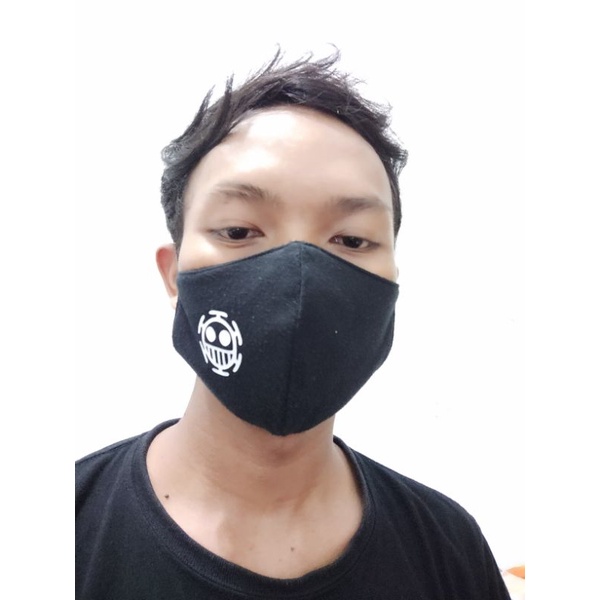 Masker Anime ONE PIECE LOGO Kain 3 ply / Scuba Anak Dewasa / Earloop