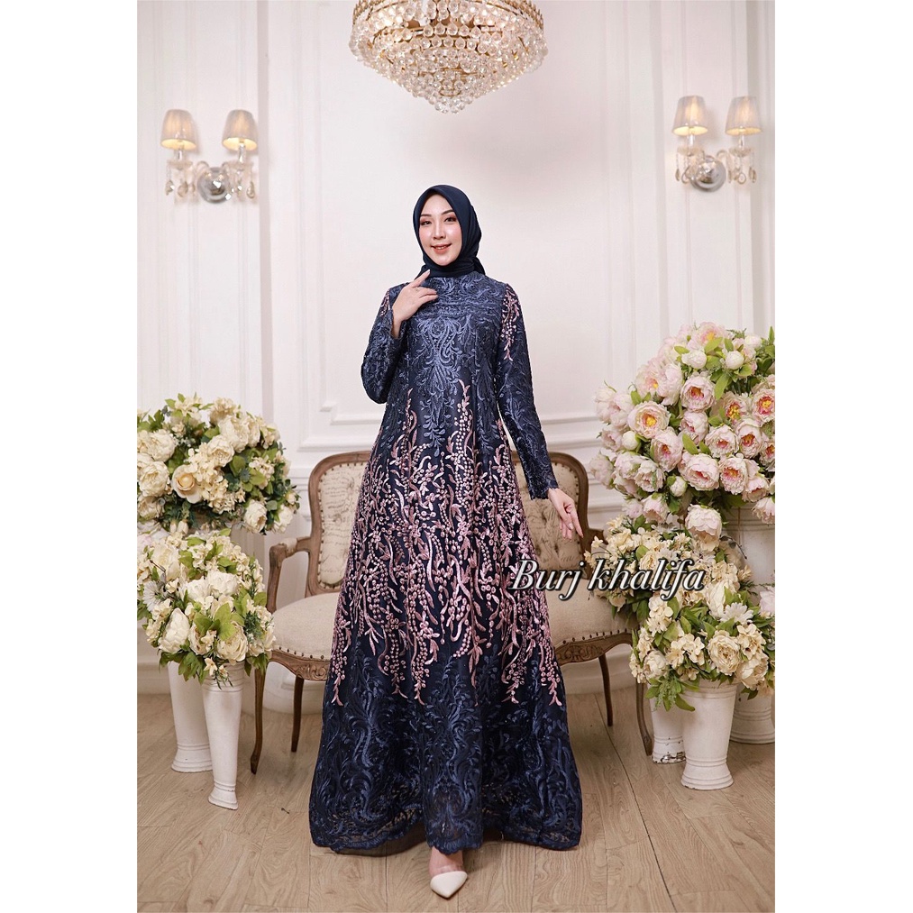 Sierra - GAMIS BURJ KHALIFAH ORIGINAL GAMIS MODERN DRESS MEWAH GAMIS PESTA GAMIS LEBARAN GAMIS KONDANGAN GAMIS TILLE BORDIR OUT FIT WANITA FASHION MUSLIM
