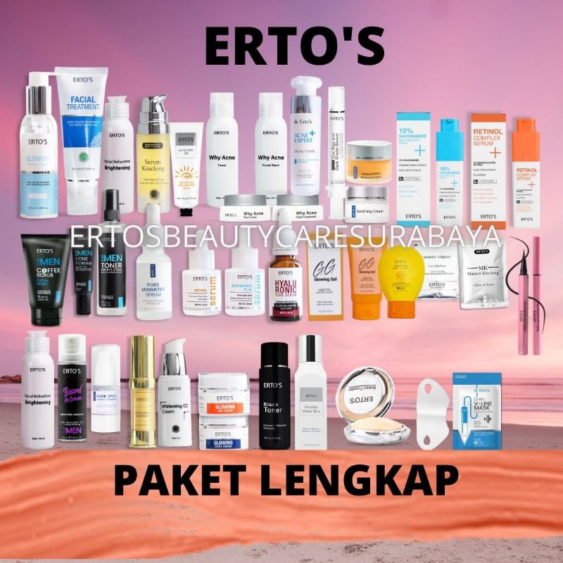 Ertos Paket Lengkap Perawatan Wajah original Berminyak Komedo flex hitam pori besar jerawar bruntusan radang kering Glowing