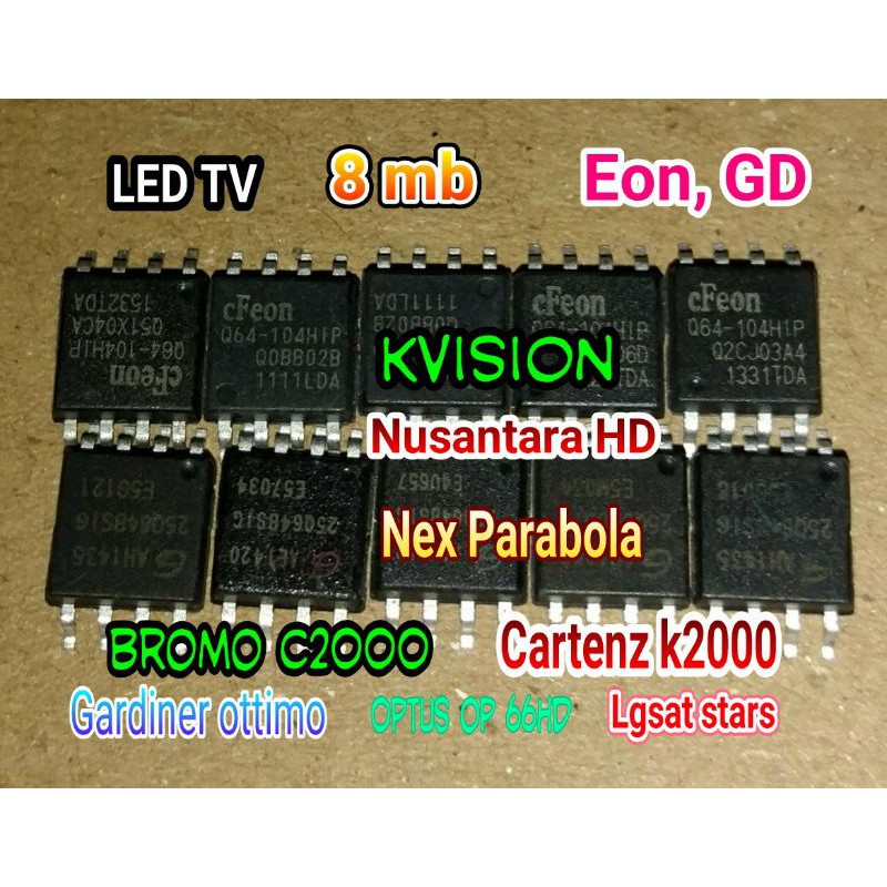 memori eeprom KVision GOL Bromo Cartenz Nusantara HD Nex Parabola stb LED TV