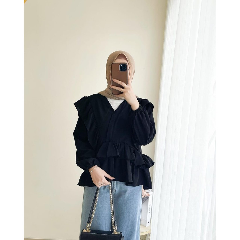 Alia Blouse / Blus / Atasan Remaja Wanita Hijab Kekinian 2021 / Fashion Muslimah Import Korean Style