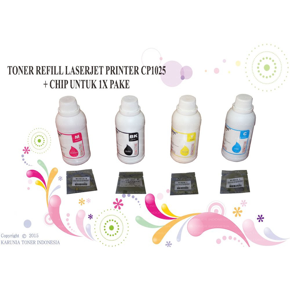 

TONER REFILL FOR USE LASERJET PRINTER CP1025 & CHIP UNTUK 1X PAKE
