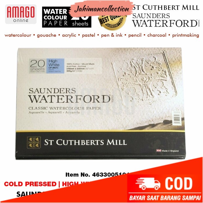 

✨ BISA COD ✨ Saunders Waterford Watercolour Paper CP - H White - 20 lbr - 410x310mm