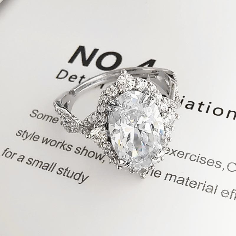 Cincin Pernikahan Model Terbuka Desain Gurita Hias Zircon Oval Untuk Wanita