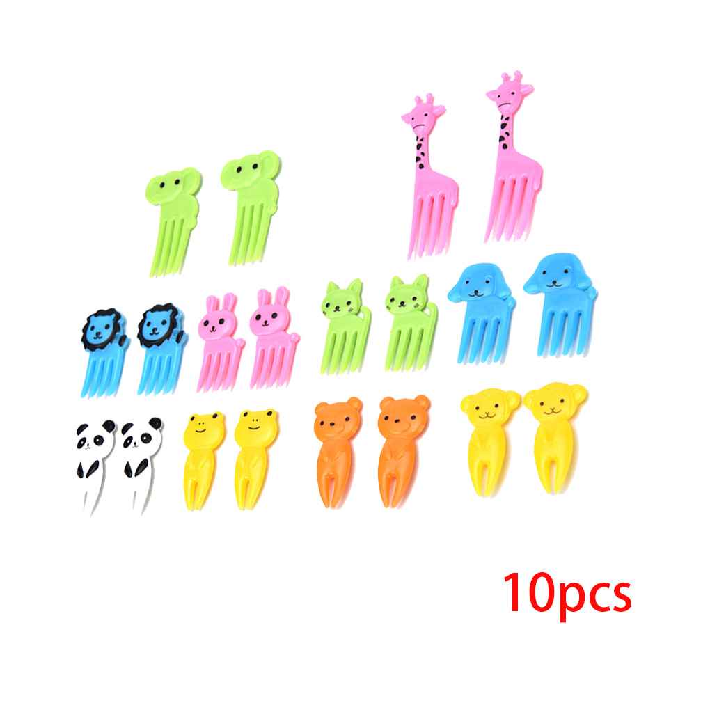 [house2020]10pcs Kawaii Animal Food Fruit Picks Forks Home Party Accessory Decor Tool