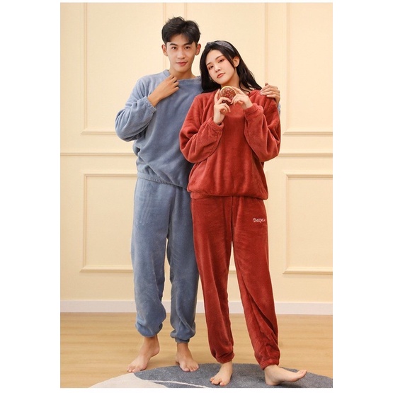 Pajamas winter baju tidur musim dingin bulu hangat import unisex cewek cowok