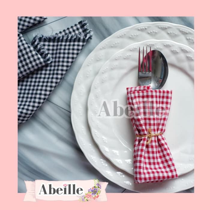 KAIN ALAS FOTO NAPKIN KOTAK MERAH HITAM PROPERTI FOTO