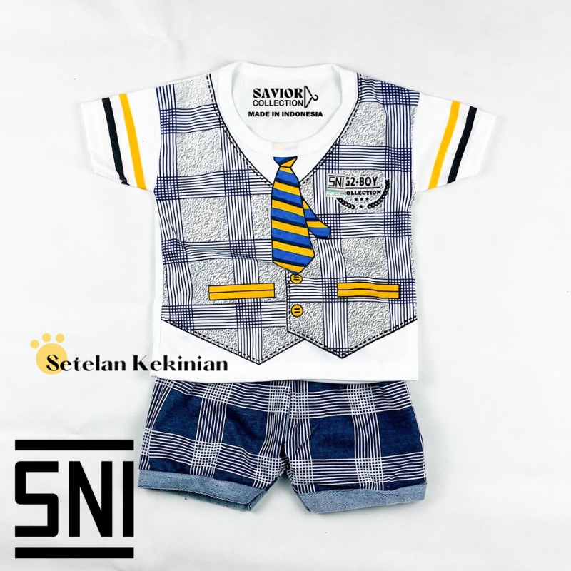 [SK] Setelan Baju Anak Cowok Usia 6bulan-12bulan Set Bayi Laki Laki Rompi Garis Tuxedo Jas Anak