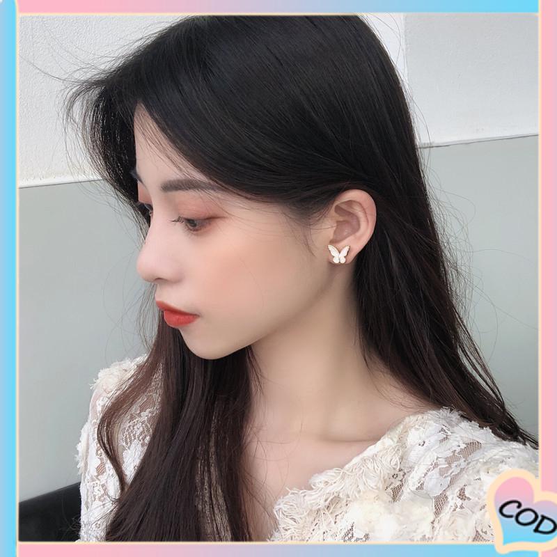 COD❤️ Anting kupu-kupu super peri manis klip telinga kecil yang cocok untuk semua-A.one