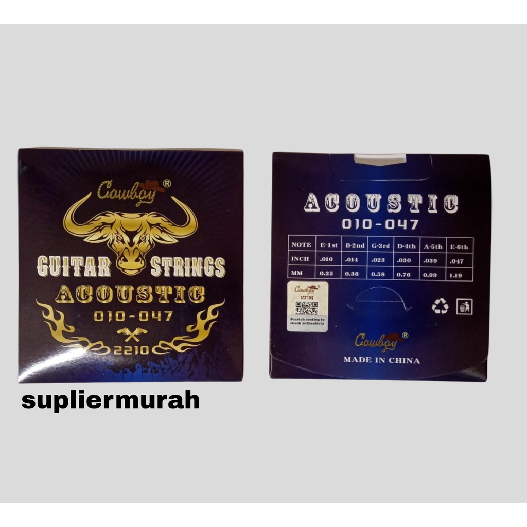 senar cowboy 2210 bonus pick gitar akustik strings 010-047 senar guitar acoustic