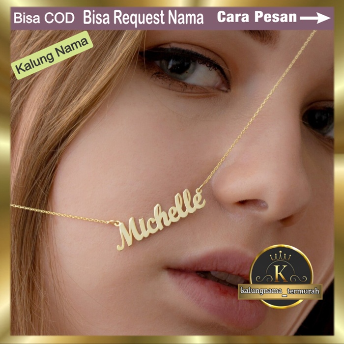 kalung nama gold dewasa anak titanium asli murah custom silver gold rosegold lapis emas anti karat d