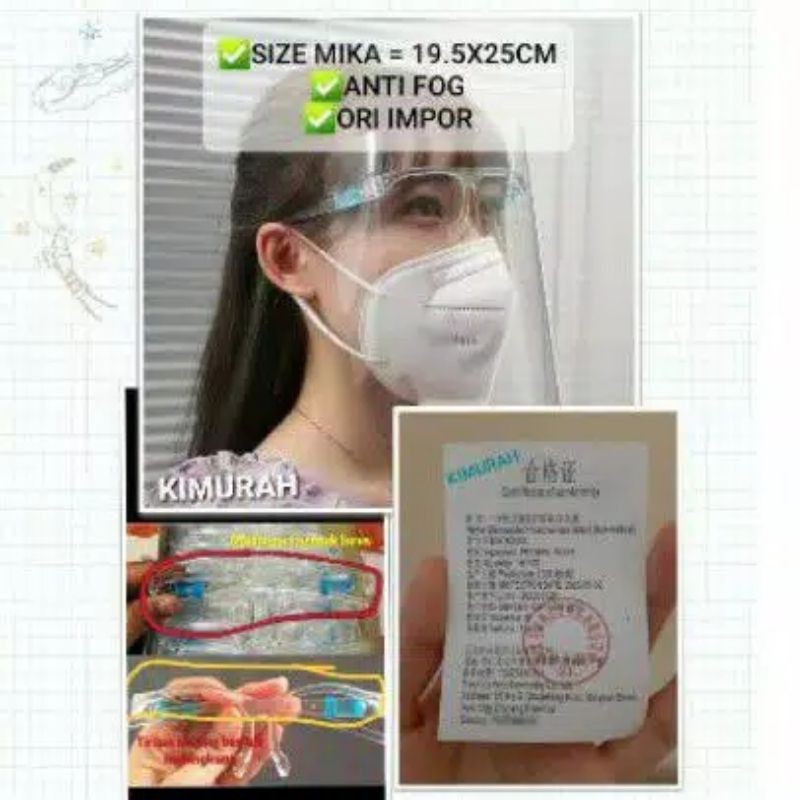 FaceShield Anak Dewasa Face Shield Anti Corona Kacamata Kaca Mata Tebal Panjang Ori Impor Import