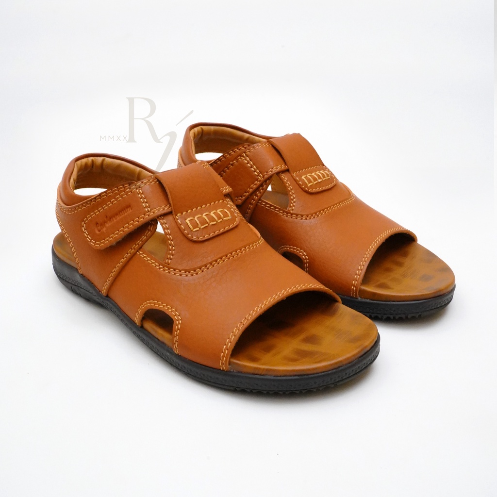 CAPHARNAUM [OSL 502] Sandal Selop Kulit Sepatu Sandal Let Belakang Pria Sendal Kasual Velcro