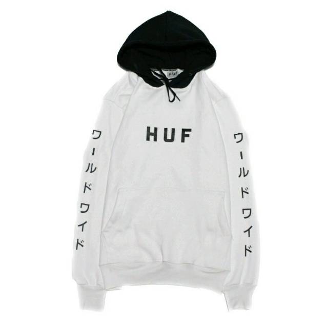 (BAYAR DI TEMPAT/COD) SWEATER HOODIE HITAM HUF/ SWEATER HUF