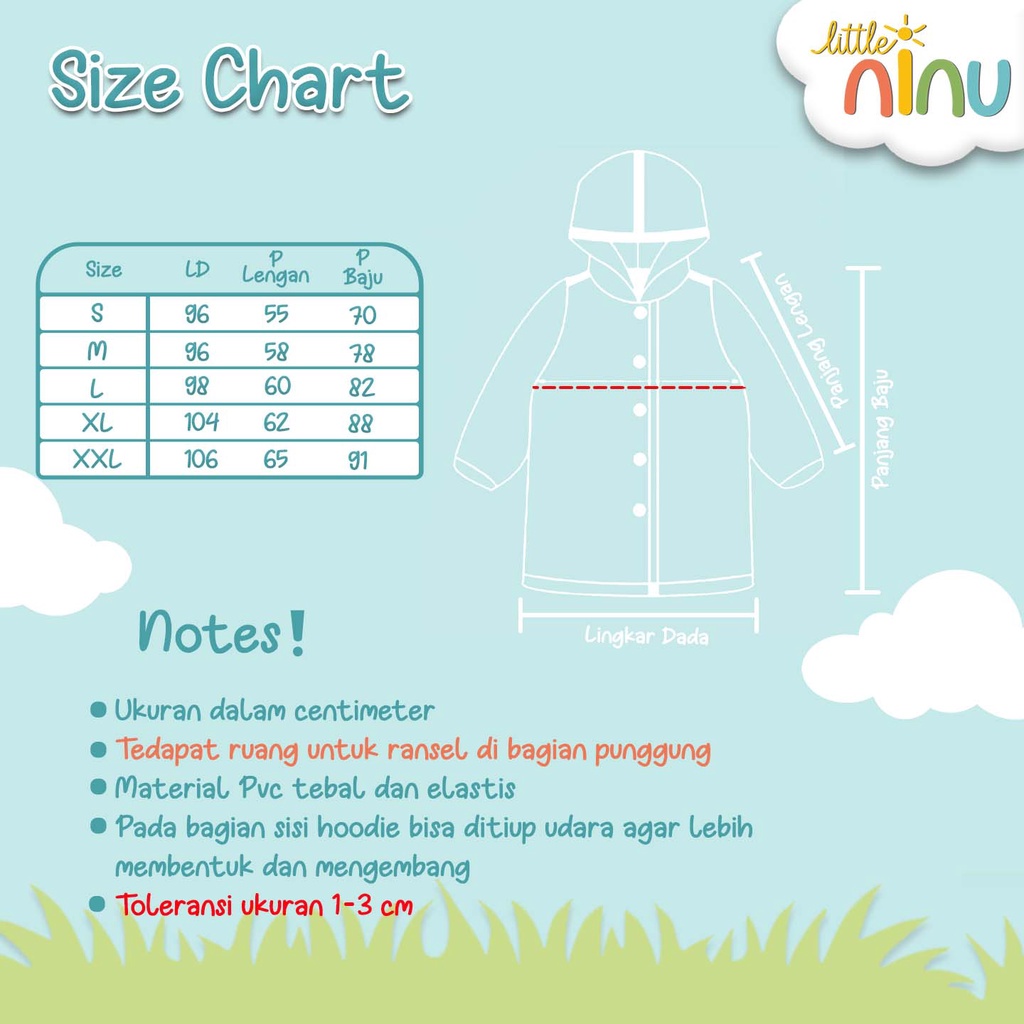 Jas Hujan Anak / Jas Hujan Ransel Karakter Anak Little Ninu 0002