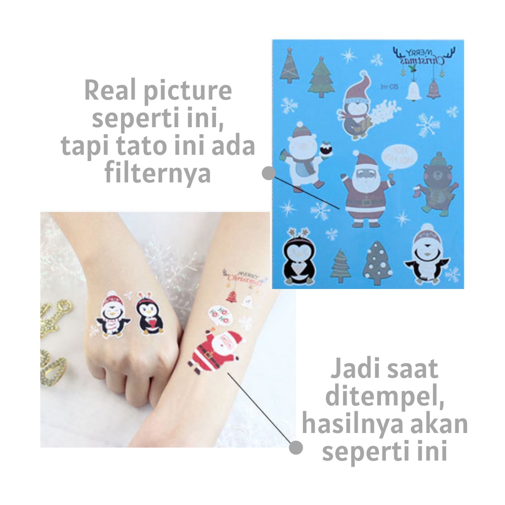 White Stiker Xmas Tattoo | Tato Temporer Natal | Waterproof