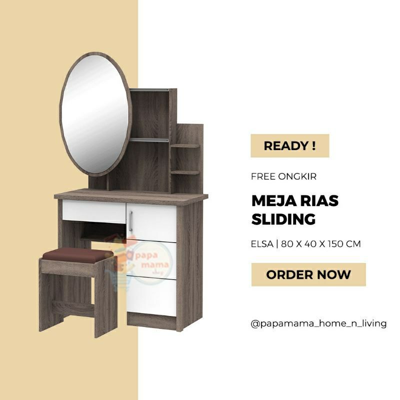 Meja Rias Sliding Minimalis Murah - Tiolet Kaca Geser - Medan